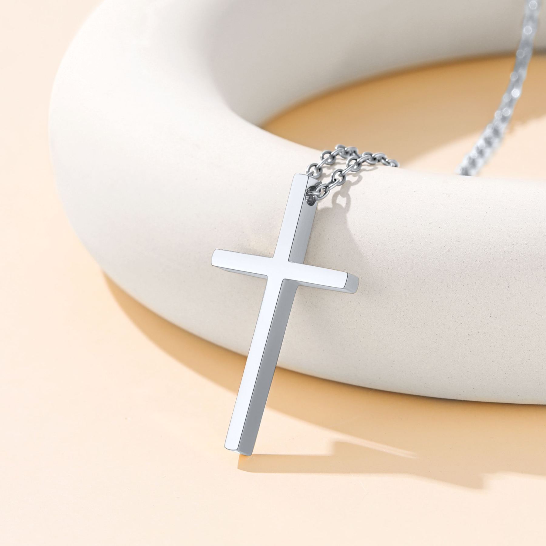 Collier Croix Classique en Acier Inoxydable cadeau baptême