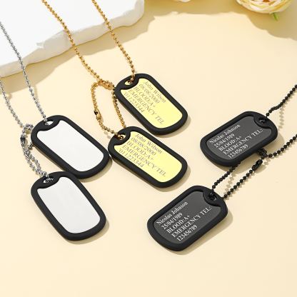 Collier Plaque Militaire en Acier Inoxydable Personnalisé avec Gravure