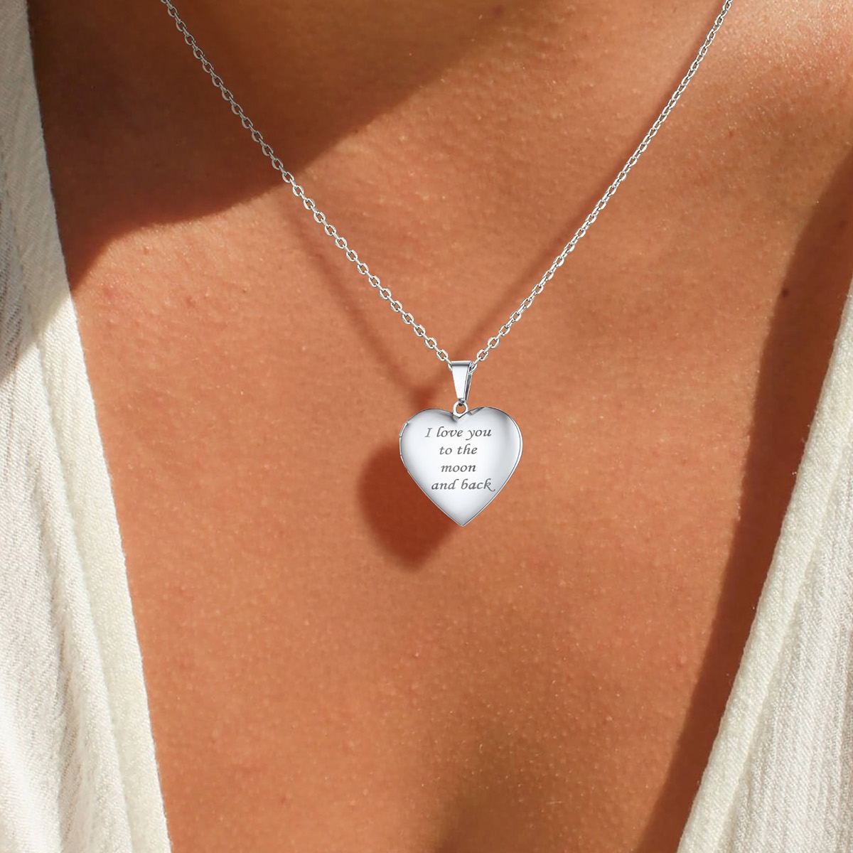 Collier Médaillon Cœur Personnalisé avec Photo pour Femme
