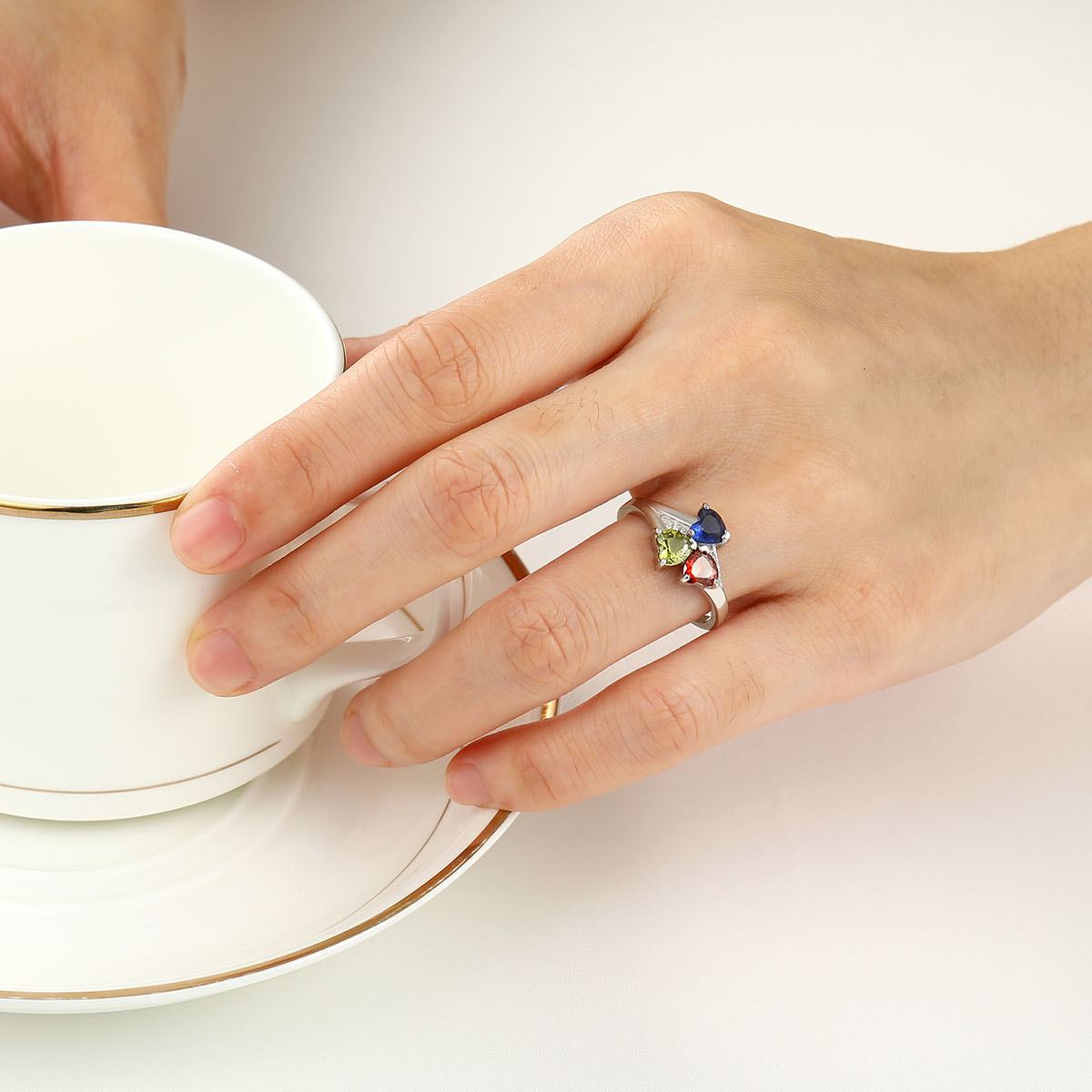 Bagues Peronnalisée avec Pierre de Naissance Argent 925 pour Maman