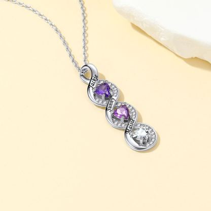 Collier Infini avec Prénom et 3 Pierres de Naissance