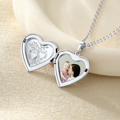 Collier Médaillon Cœur Gravé Photo | Cadeau Femme Personnalisé