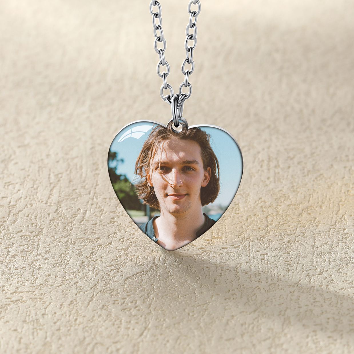Collier Cœur Personnalisé avec Photo Gravée pour Femme