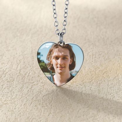 Collier Cœur Personnalisé avec Photo Gravée pour Femme
