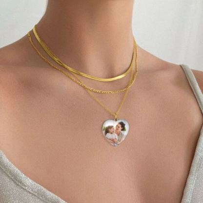Collier Cœur Personnalisé avec Photo Gravée