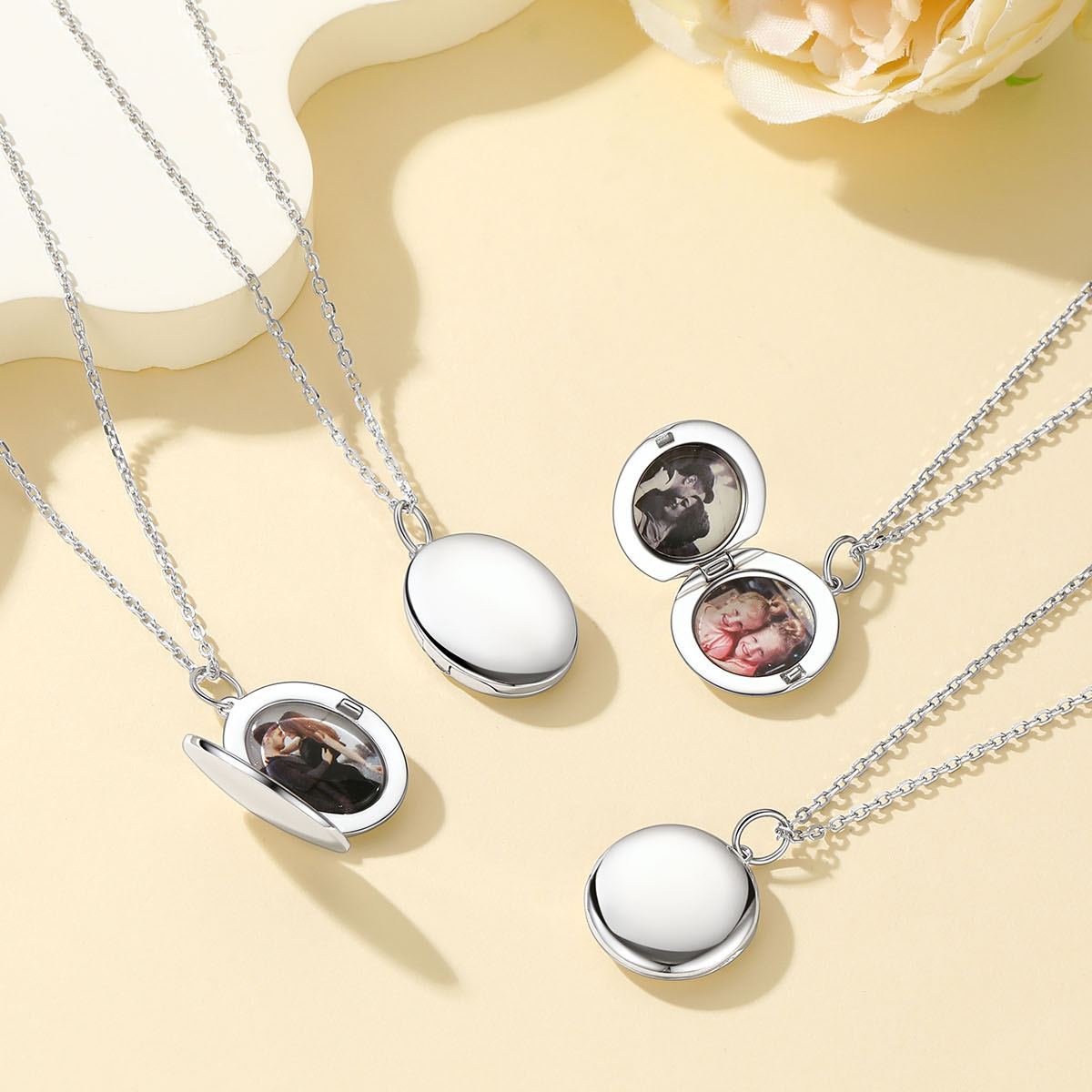 Collier avec Médaillon Ovale Personnalisé et Photos pour Femme collection