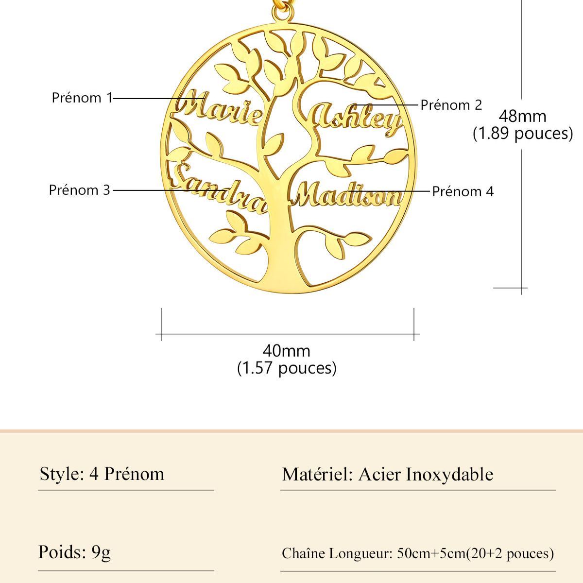 Collier Arbre de Vie Personnalisé taille