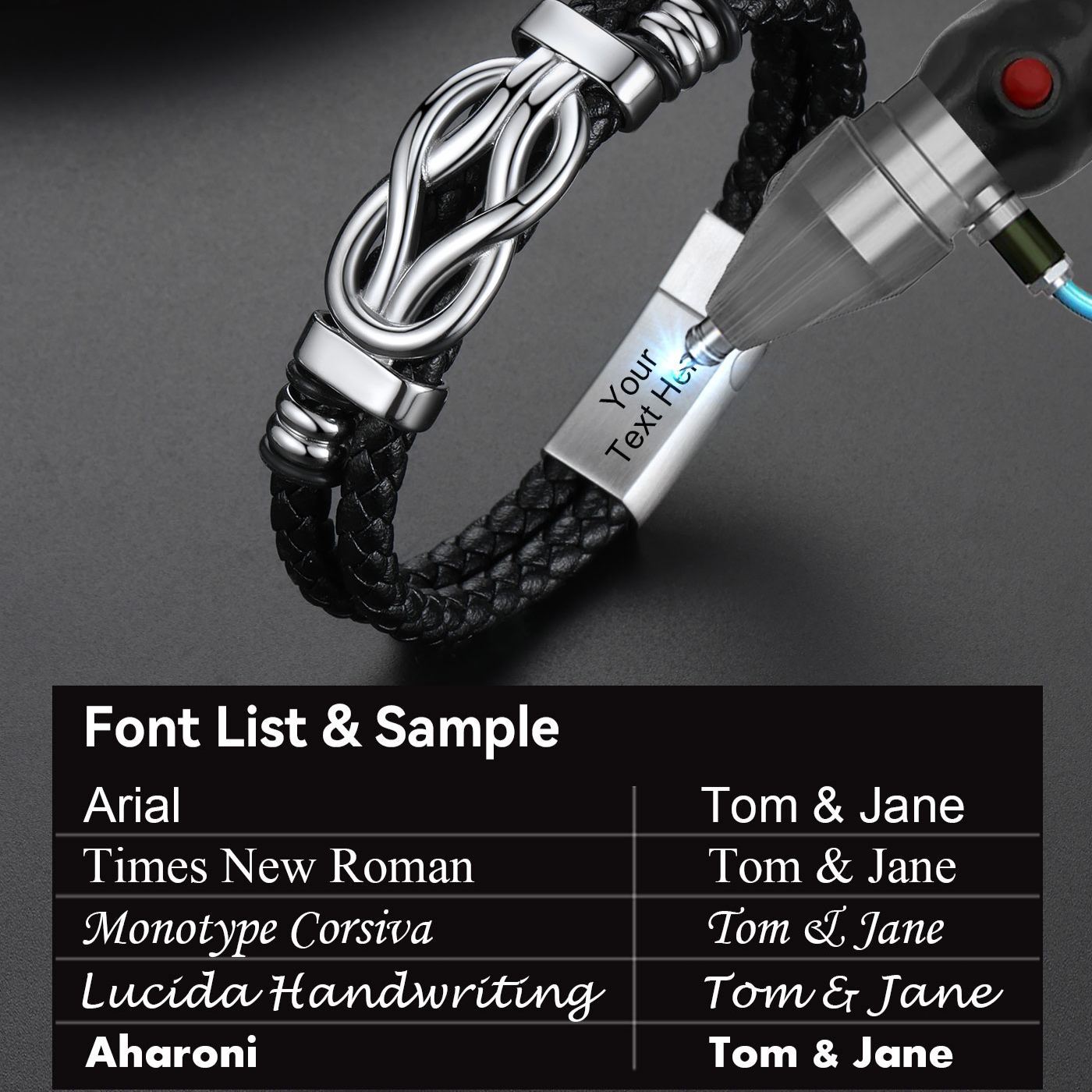 Bracelet Homme Cuir avec Noeud Infini personnalisé