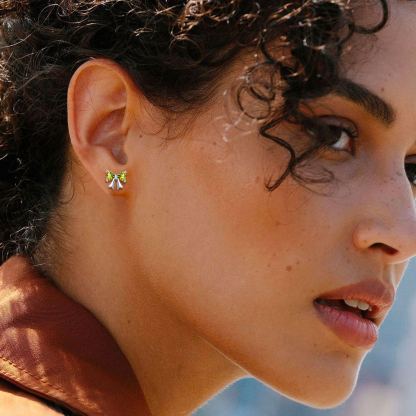 Clous d’oreilles Argent 925 Nœud avec Pierre de naissance pour femme