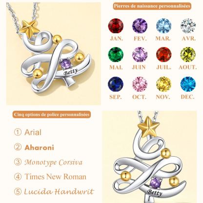 Collier Pendentif Arbre de Noël Personnalisé avec Pierres