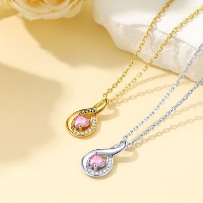 Collier Infini avec Prénom et Pierres de Naissance Cœur pour Maman collection