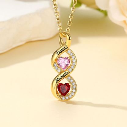 Collier Infini avec Prénom et Pierres de Naissances or