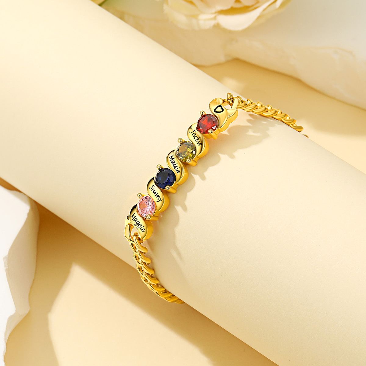 Bracelet Personnalisé avec Pierres de Naissance