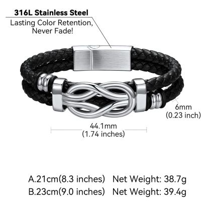 Bracelet Homme Cuir avec Noeud Infini taille 