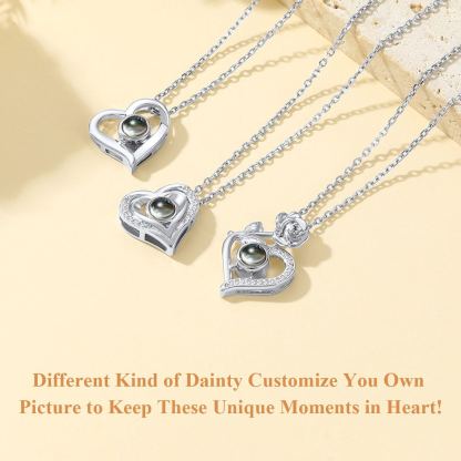 Collier Personnalisé Cœurs différents avec Photo à l’Intérieur 