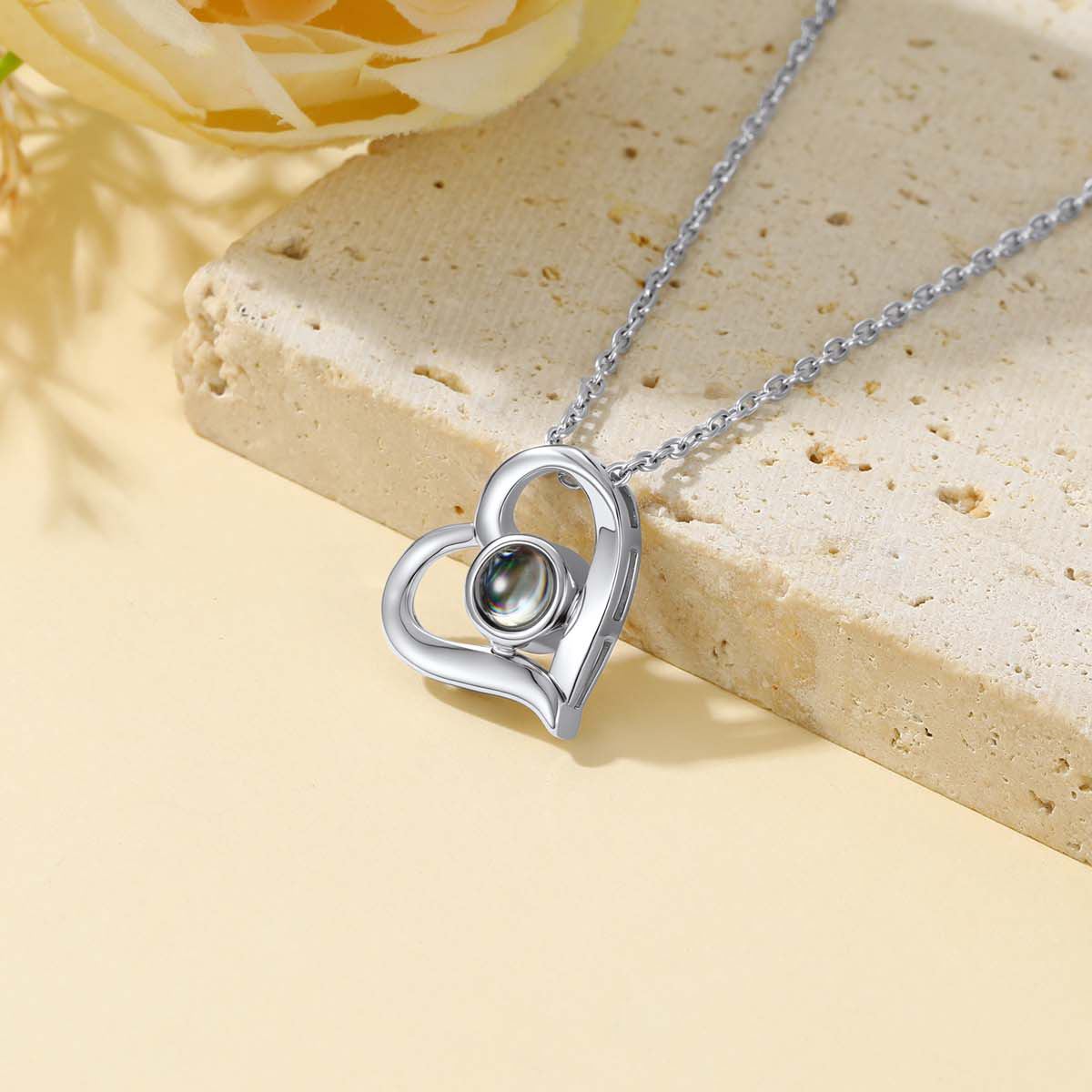 Collier Personnalisé Cœur avec Photo Projection durable