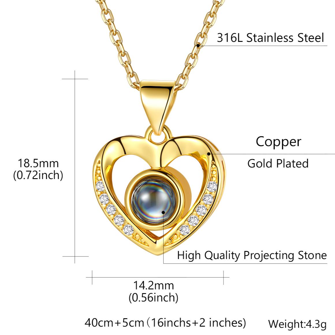 Collier Projection Photo pour Femme taille