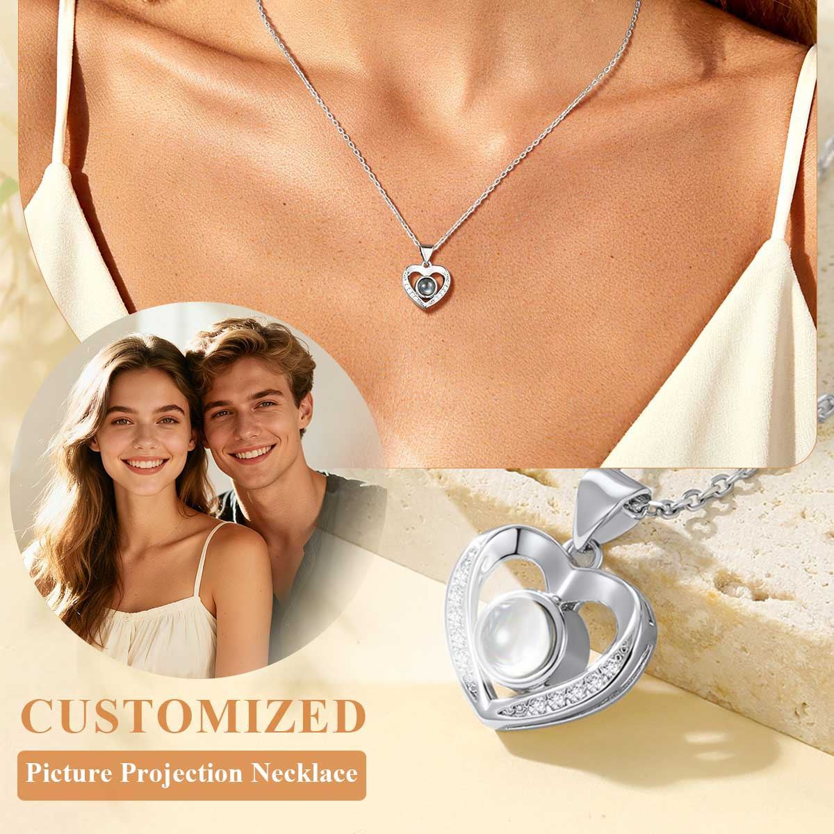 Collier coeur Projection Photo pour Femme