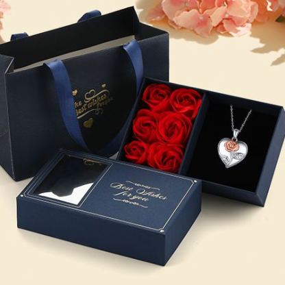 Collier Médaillon Personnalisé Rose avec Photo cadeaux pour petite amie