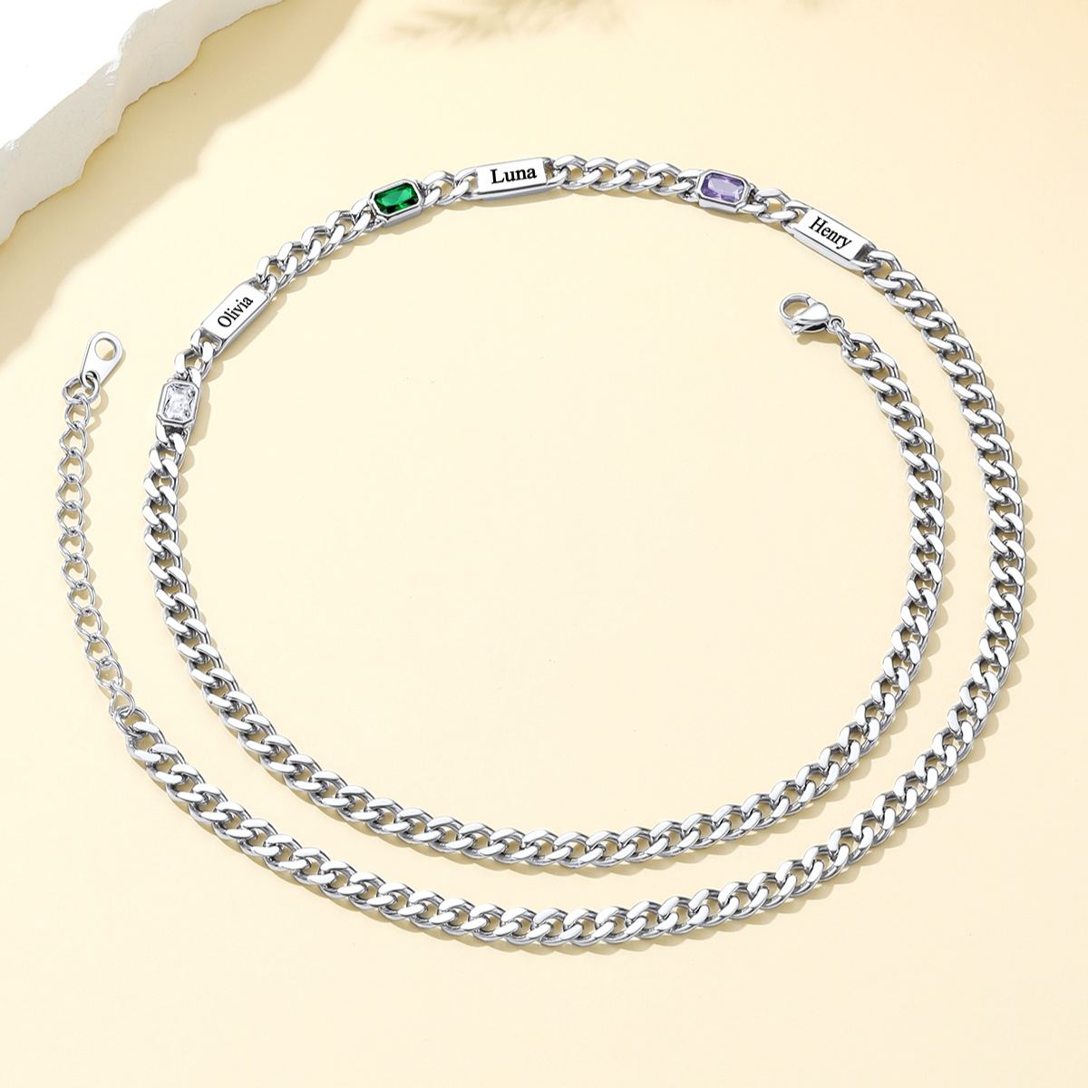 Collier Personnalisée avec Pierre de naissance  argenté