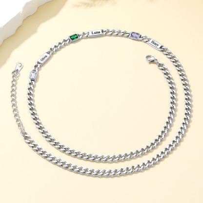 Collier Personnalisée avec Pierre de naissance  argenté