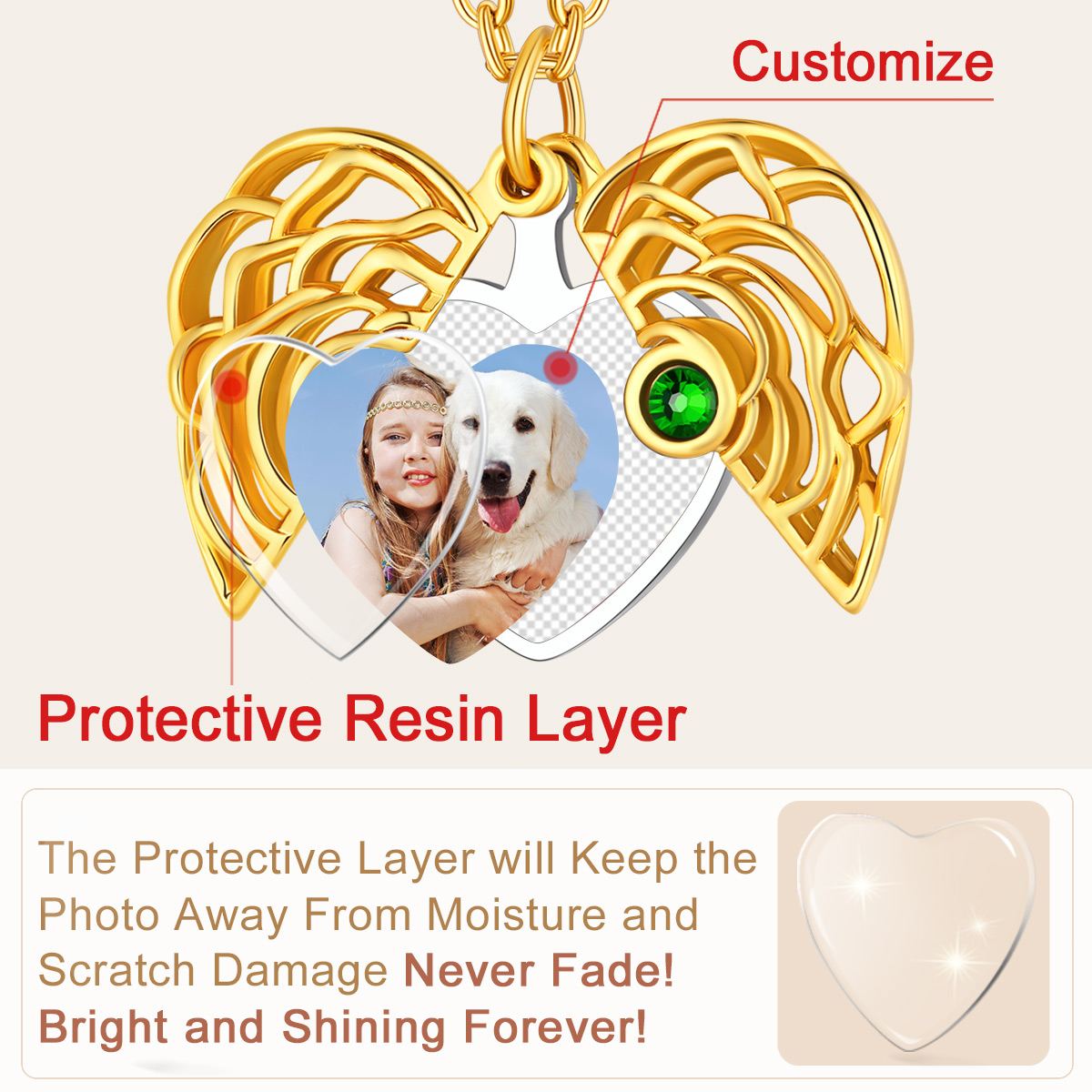 Collier Médaillon Cœur Photo protective