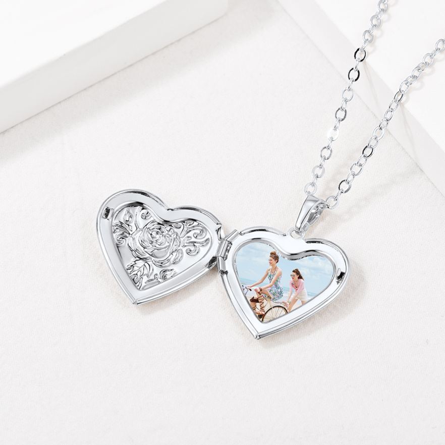 Collier Médaillon Cœur Personnalisé avec Photo Scène Argenté