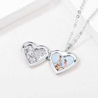 Collier Médaillon Cœur Personnalisé avec Photo Scène Argenté