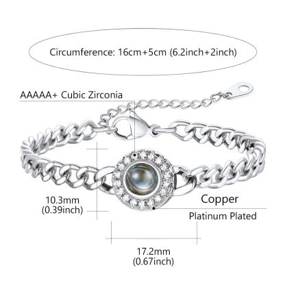 Bracelet Projection Photo Personnalisé pour Femme Taille