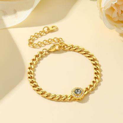 Bracelet Projection Photo Personnalisé pour Femme Or