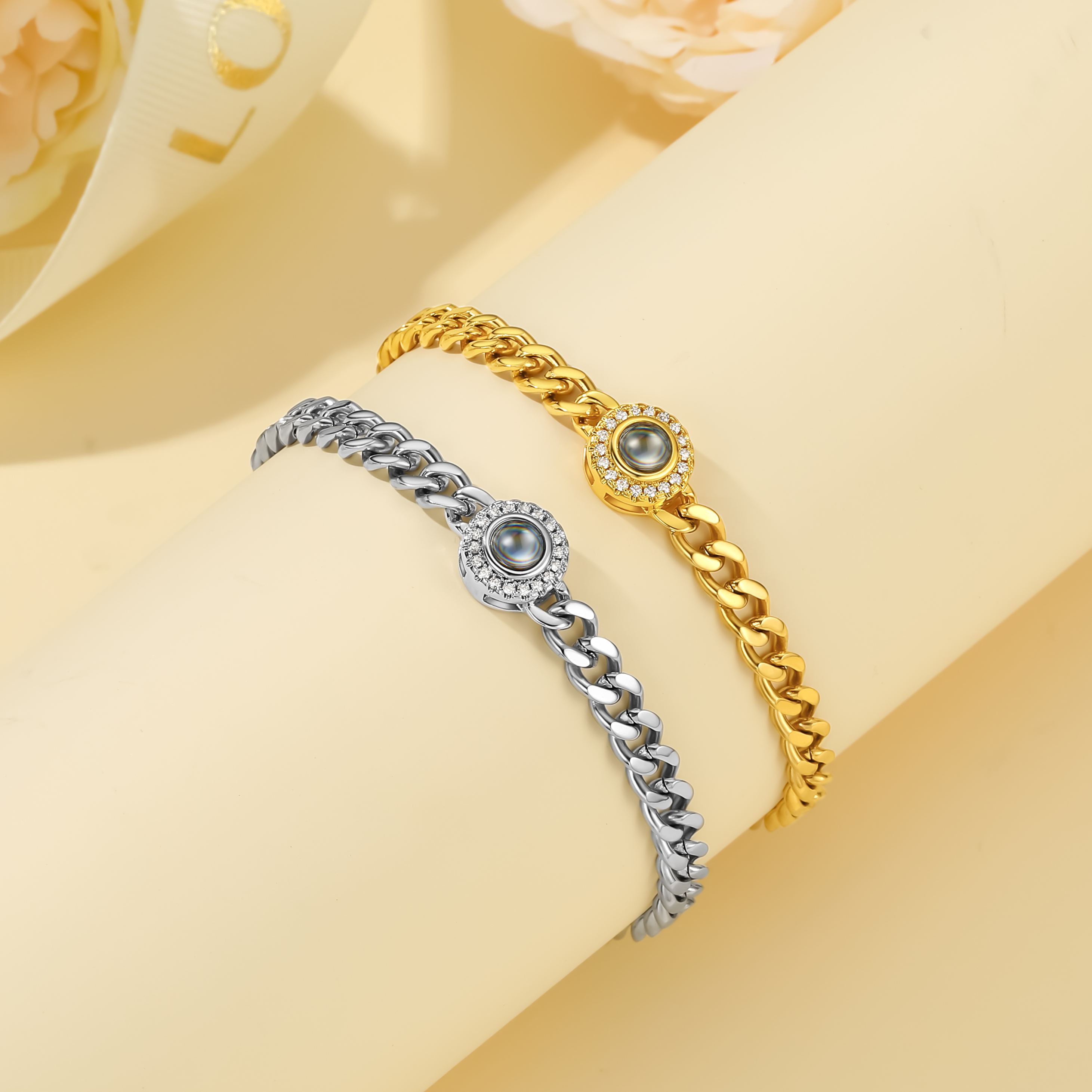 Bracelet Projection Photo Personnalisé pour Femme 2 Couleurs