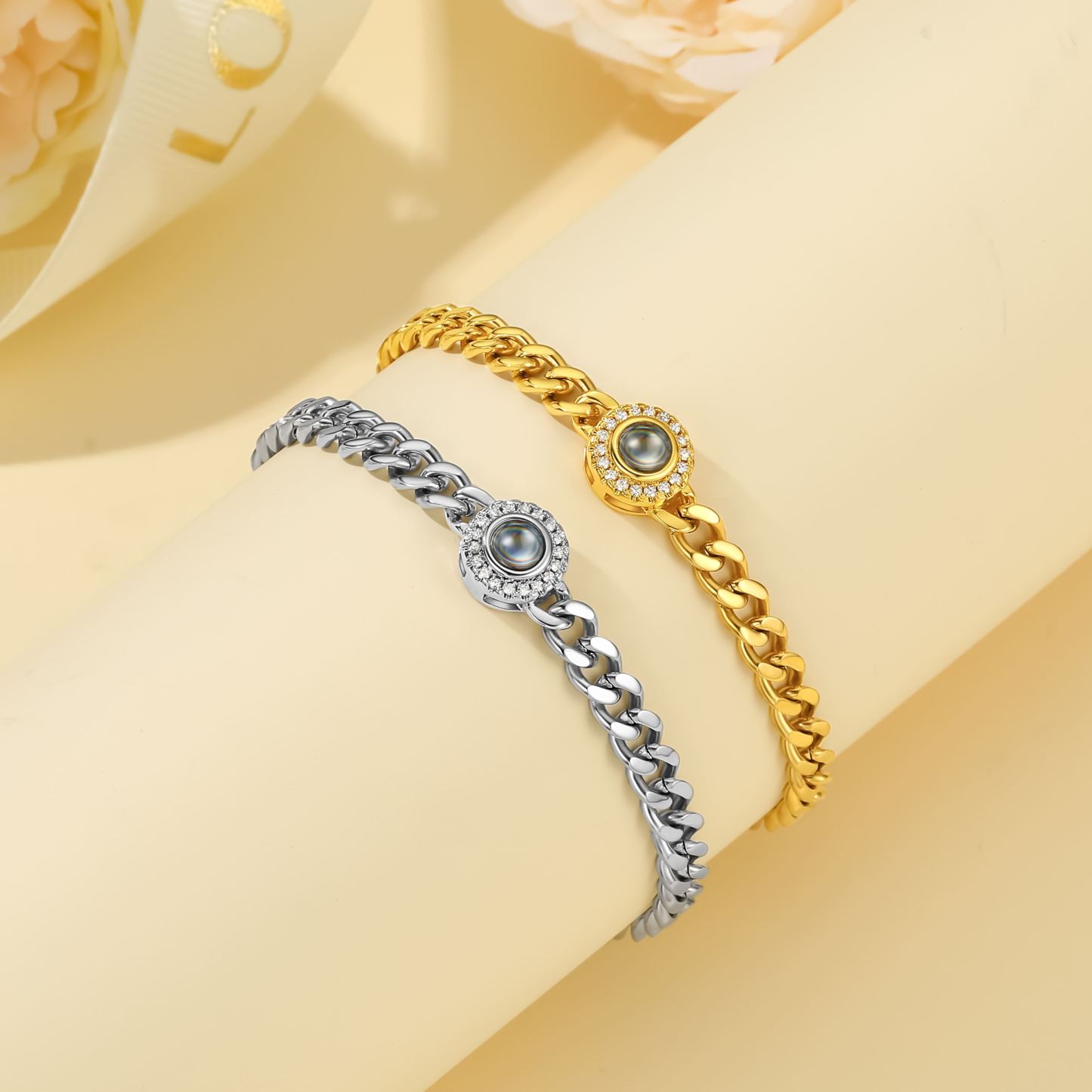 Bracelet Projection Photo Personnalisé pour Femme 2 Couleurs