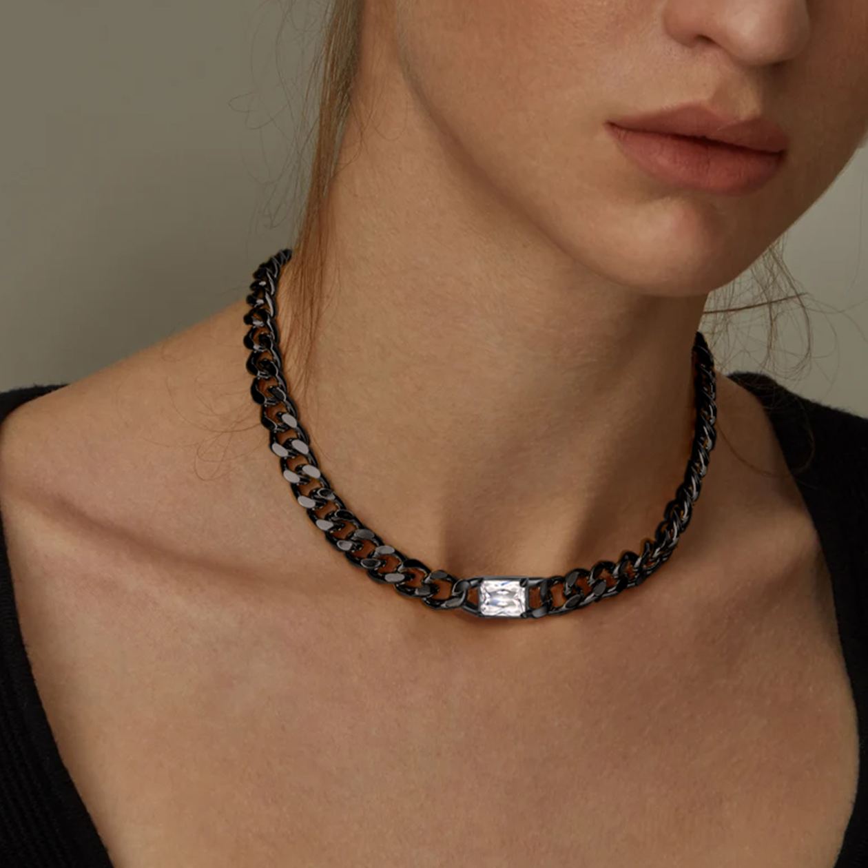 Collier Ras-de-Cou Chaîne Cuban 7MM avec Pierre de Naissance Cadeau Anniversaire pour Femme