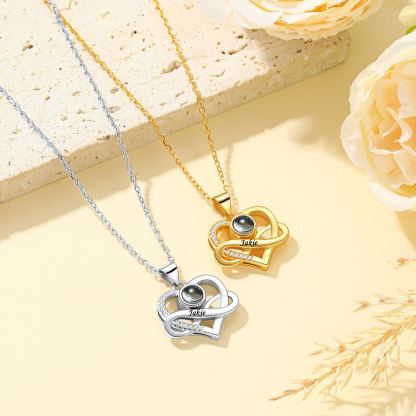 Collier Cœur à Photo Projetée Personnalisée pour Femme 2 Couleurs
