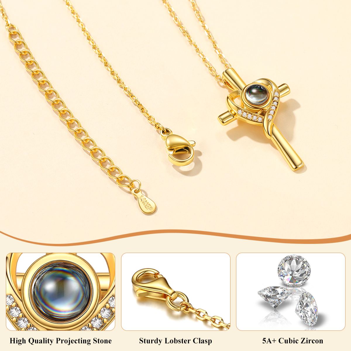 Collier Personnalisée  Croix à Photo Projetée Cadeau pour Mamen