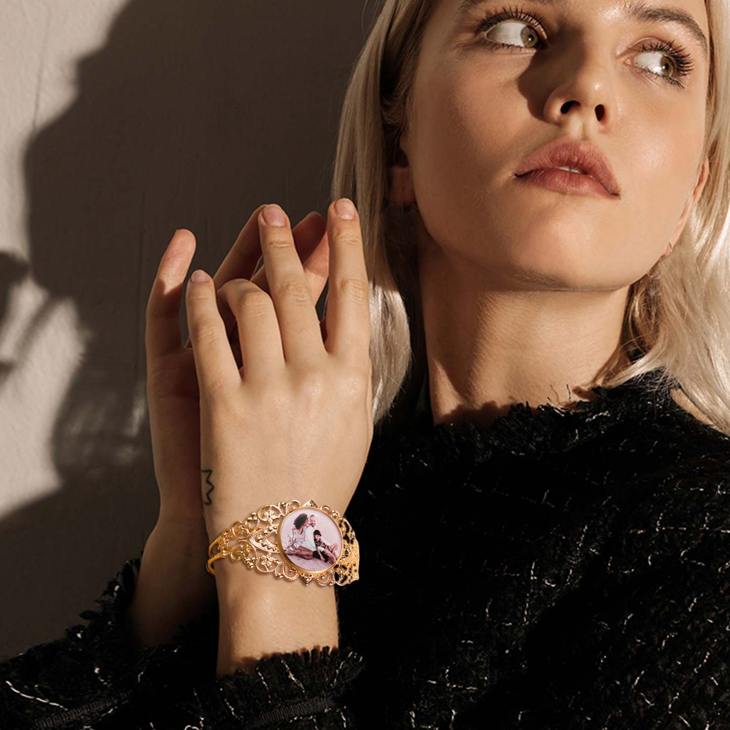Bracelet Manchette Personnalisé avec Photo Modèle Or