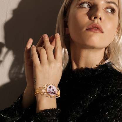 Bracelet Manchette Personnalisé avec Photo Modèle Or