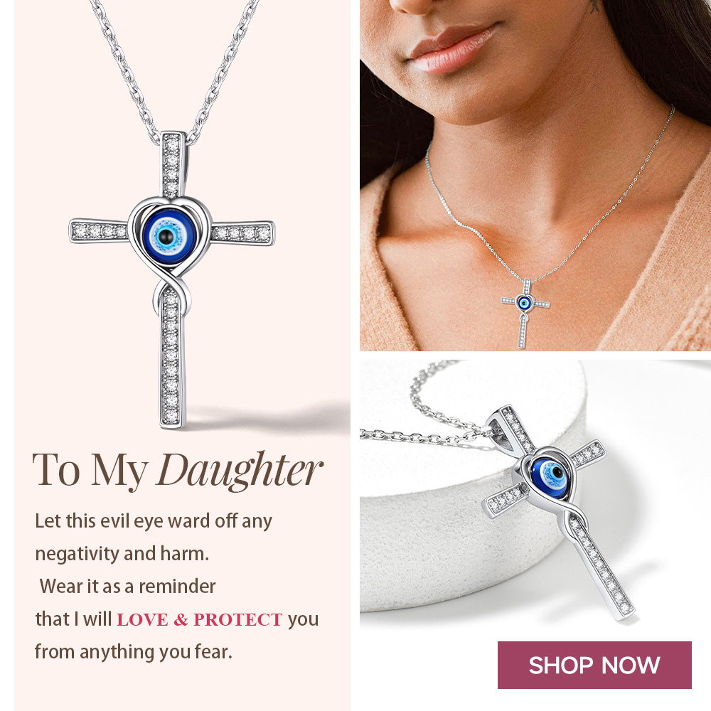 Collier Nœud Celtique avec Croix Œil d'Horus et Pierre en Argent 925 Cadeau pour Fille