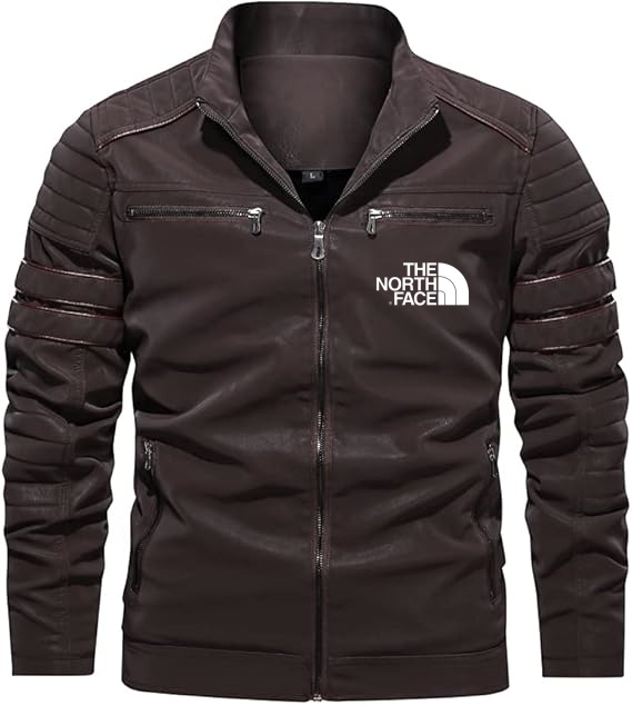 2025 THE NORttgTH FACE Classic North Face Men's Leather Jacket Bomber Jacket Motorcycle Suit Warm Casual Jacket