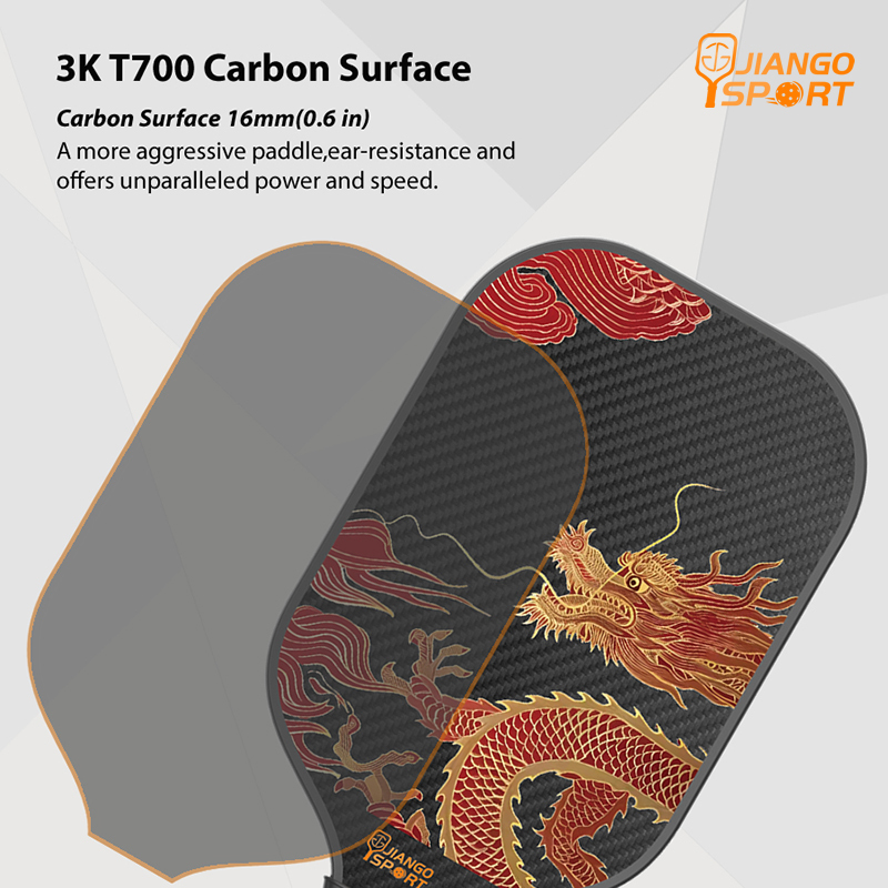 Thermoformed T700 RAW-3K Carbon Fiber Pro Series PickleBall Paddle