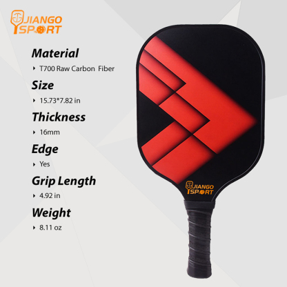 Elite T700 Carbon Fiber PickleBall Paddle (16MM)-JiangoSport