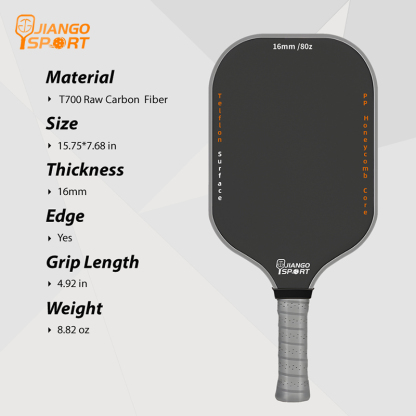 Elite Teflon T700 Carbon Fiber PickleBall Paddle （16MM）
