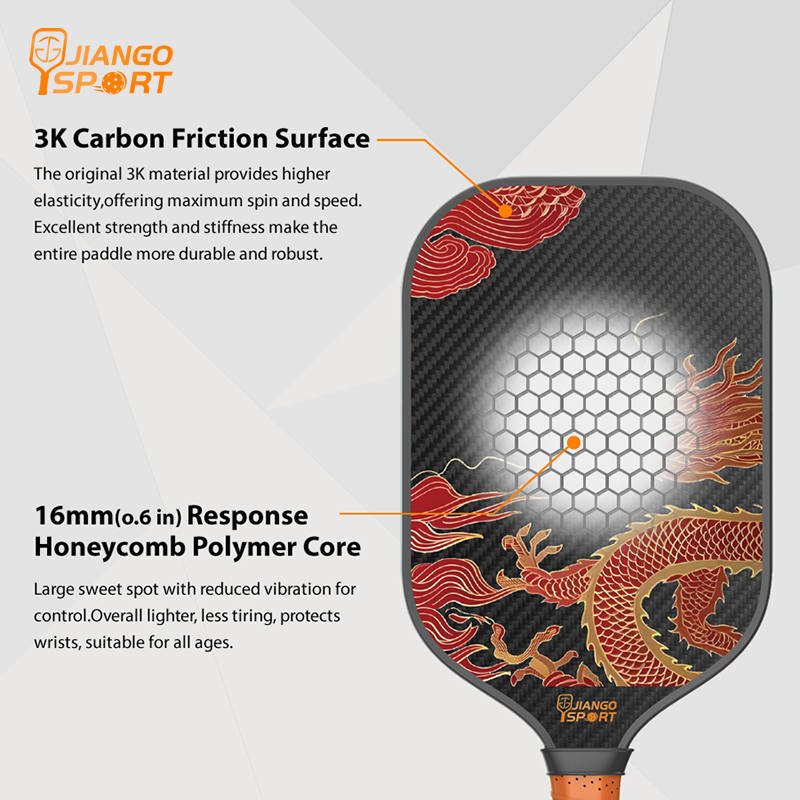 Thermoformed T700 RAW-3K Carbon Fiber Pro Series PickleBall Paddle
