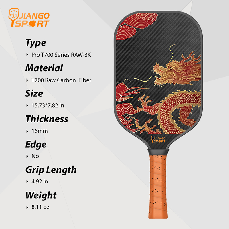 Thermoformed T700 RAW-3K Carbon Fiber Pro Series PickleBall Paddle