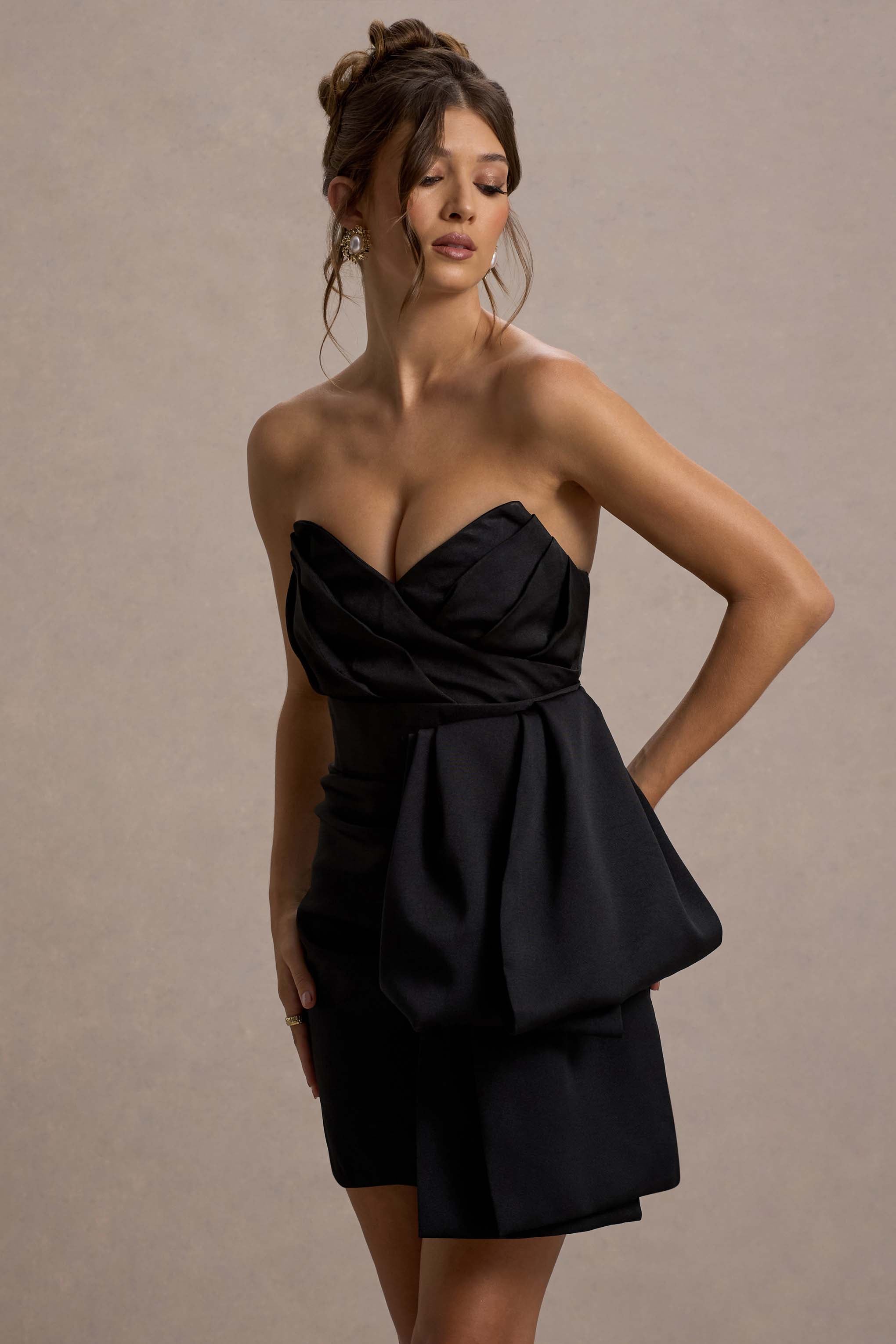 Winner | Black Bandeau Mini Dress With OversizedBow