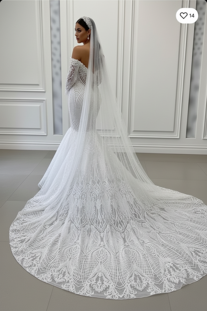 BMbridal Lace Edge Wedding Veil with Comb Tulle Bridal Veil