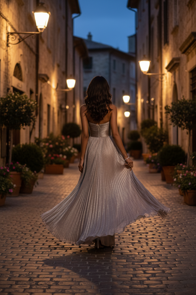 Chic Strapless Sleeveless Long Prom Dress With Ruffles Pleated