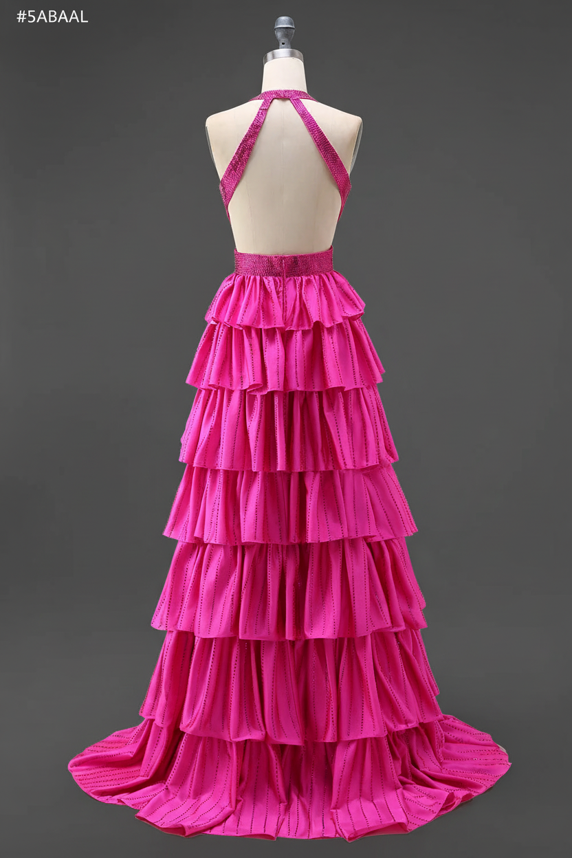 Black Sparkly A Line Beaded Long Corset Prom Dress with Slit