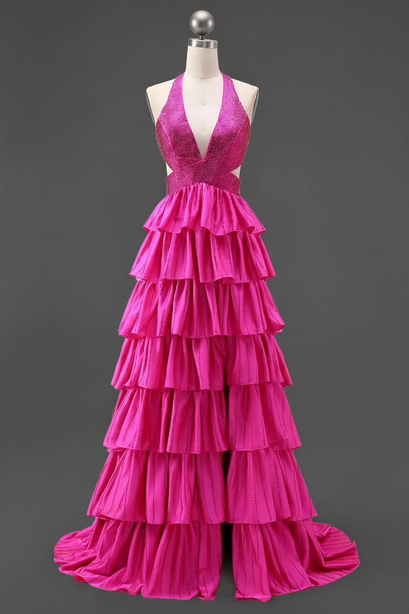 Black Sparkly A Line Beaded Long Corset Prom Dress with Slit