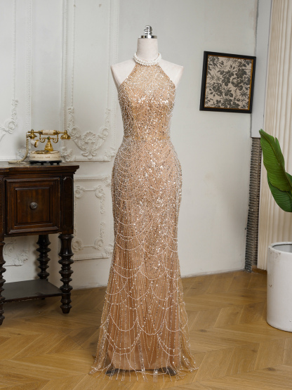 BMbridal Sparkling Strapless Mermaid Gown with High - Slit and Tulle Train: A Showstopper for Special Occasions